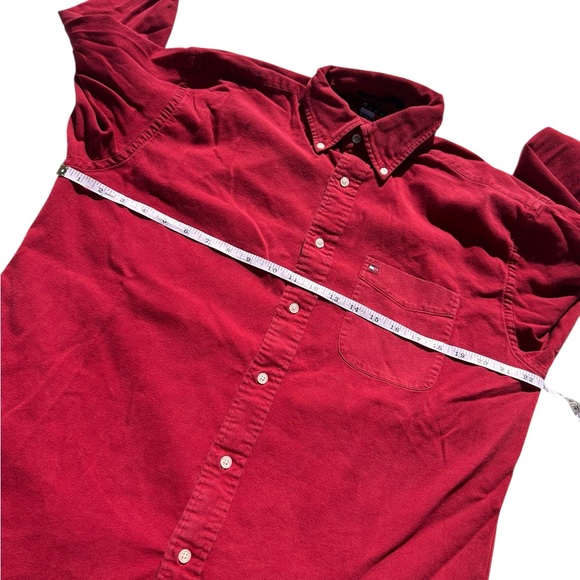 Tommy Hilfiger Men's Deep Red Casual Button-Down‎ Shirt Size M vintage y2k - Picture 5 of 8